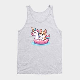 Kawaii corgi pool party Tank Top